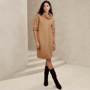 Banana Republic Camel Cowl Neck Sweater Dress